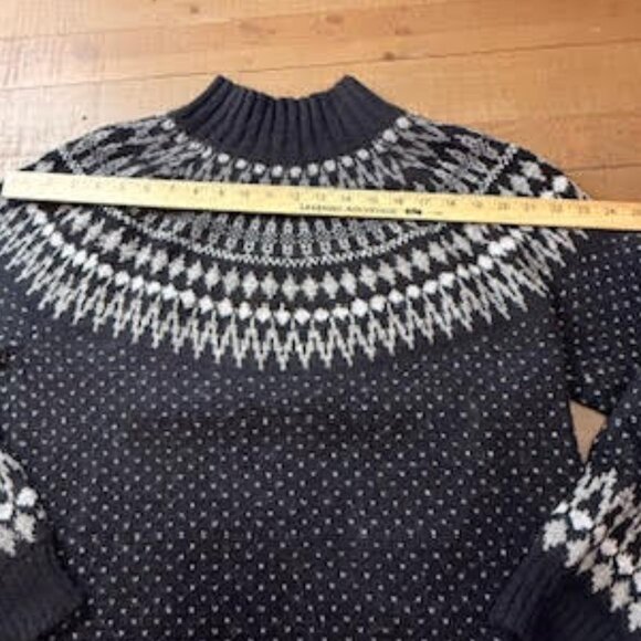 Eddie Bauer Women’s Wool Blend Nordic Fair Isle Sweater Black Ivory Size Large - Picture 7 of 13